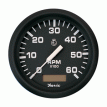 Faria Euro Black 4&quot; Tachometer w/Hourmeter - 6,000 RPM (Gas - Inboard) - 32832