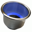 Whitecap Flush Mount Cup Holder w/Blue LED Light - Stainless Steel - S-3511BC
