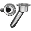 Mate Series Stainless Steel 30&deg; Rod & Cup Holder - Drain - Round Top - C1030D
