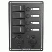Sea-Dog Switch Panel 4 Circuit w/Dual Power Socket & Illuminated Switches - 425146-1