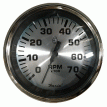 Faria Spun Silver 4&quot; Tachometer (7000 RPM) (Outboard) - 36005