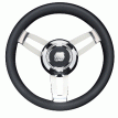 Uflex Morosini 13.8&quot; Steering Wheel - Black Polyurethane w/Stainless Steel Spokes & Chrome Hub - MOROSINI U/CH/B